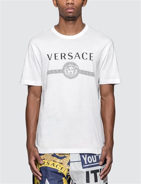 versace white t shirt free shipping|Versace collection men shirt white.